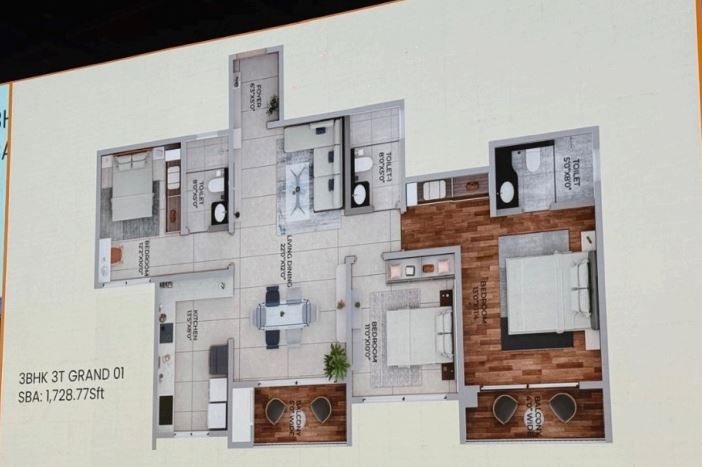 Purva Esplanade 3 BHK floor plan
