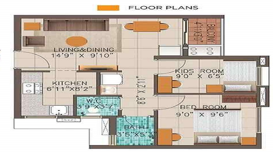 Purva Silver Sky 3 BHK floor plan