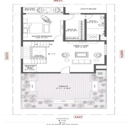 Sample 3 BHK apartment layout plan at Purva Westend
