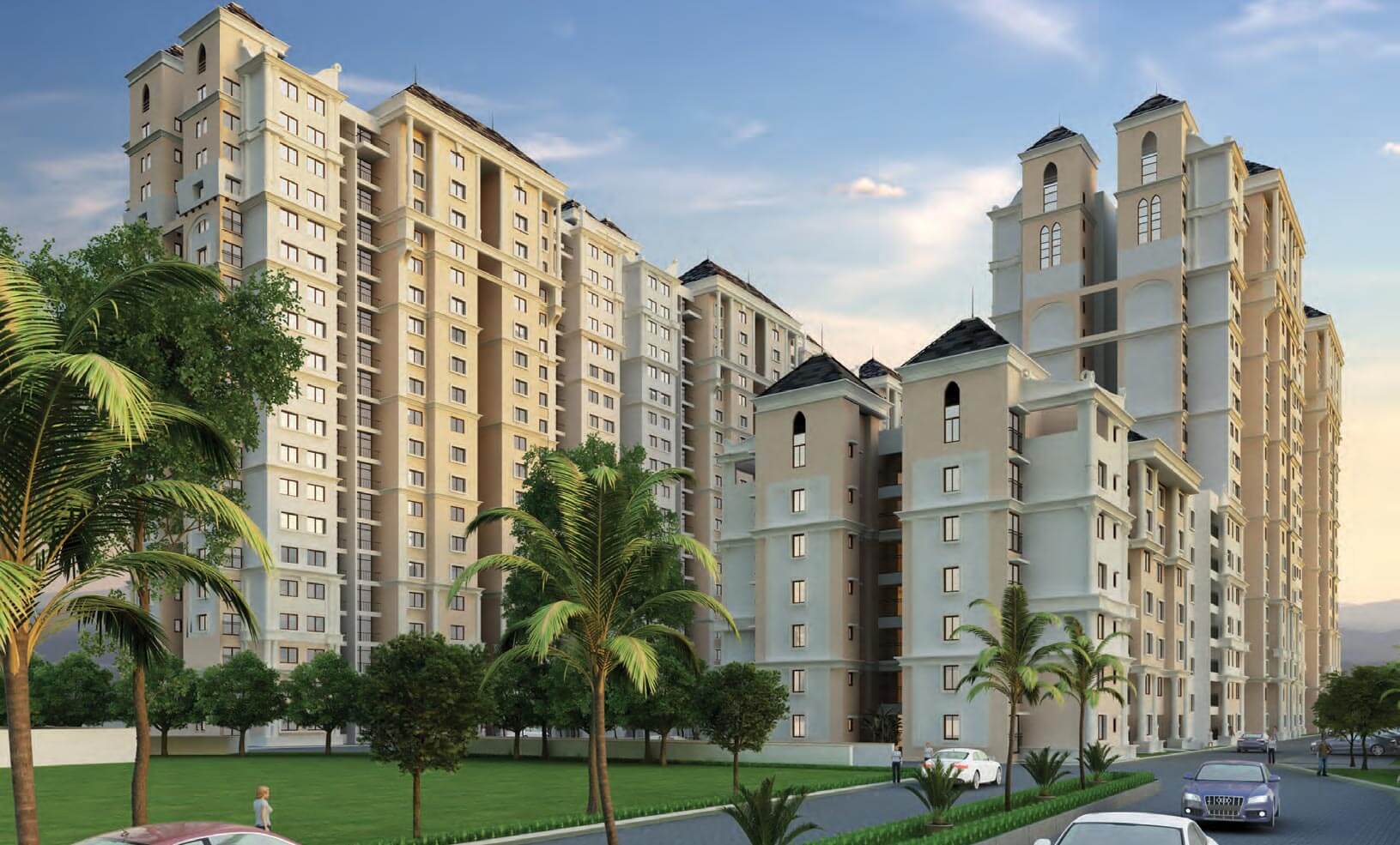 Modern apartment building at Purva Westend, new launch homes near Kudlu Gate, Bangalore