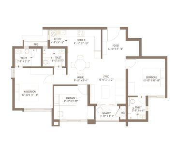 Puravankara Malabar Hill 4 BHK floor plan