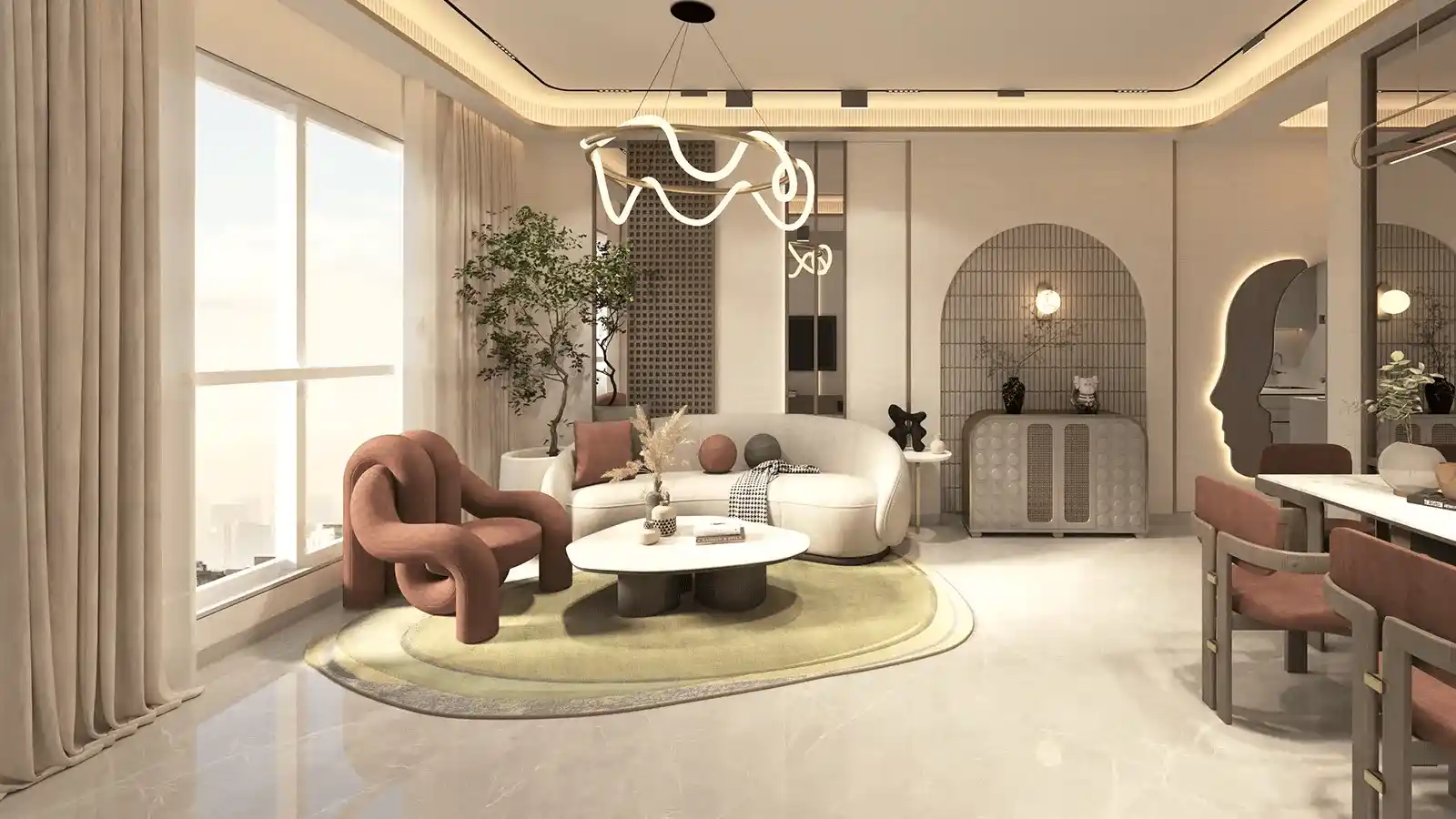 Spacious living room interior at Miami By Puravankara Breach Candy