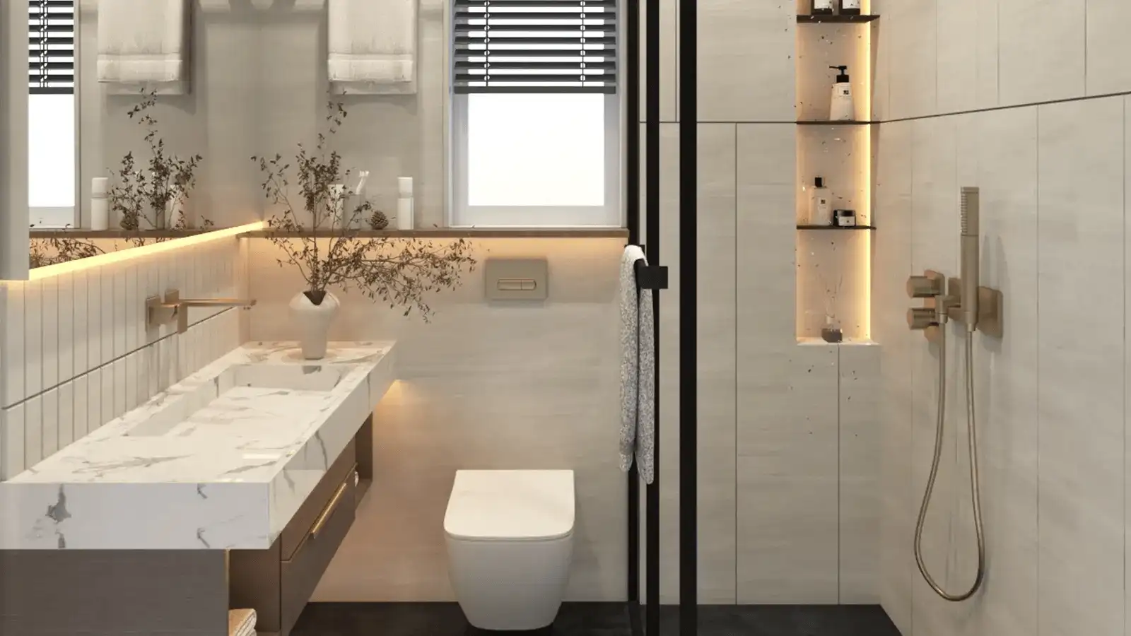 Luxury bathroom with premium fittings at Puravankara South Delhi